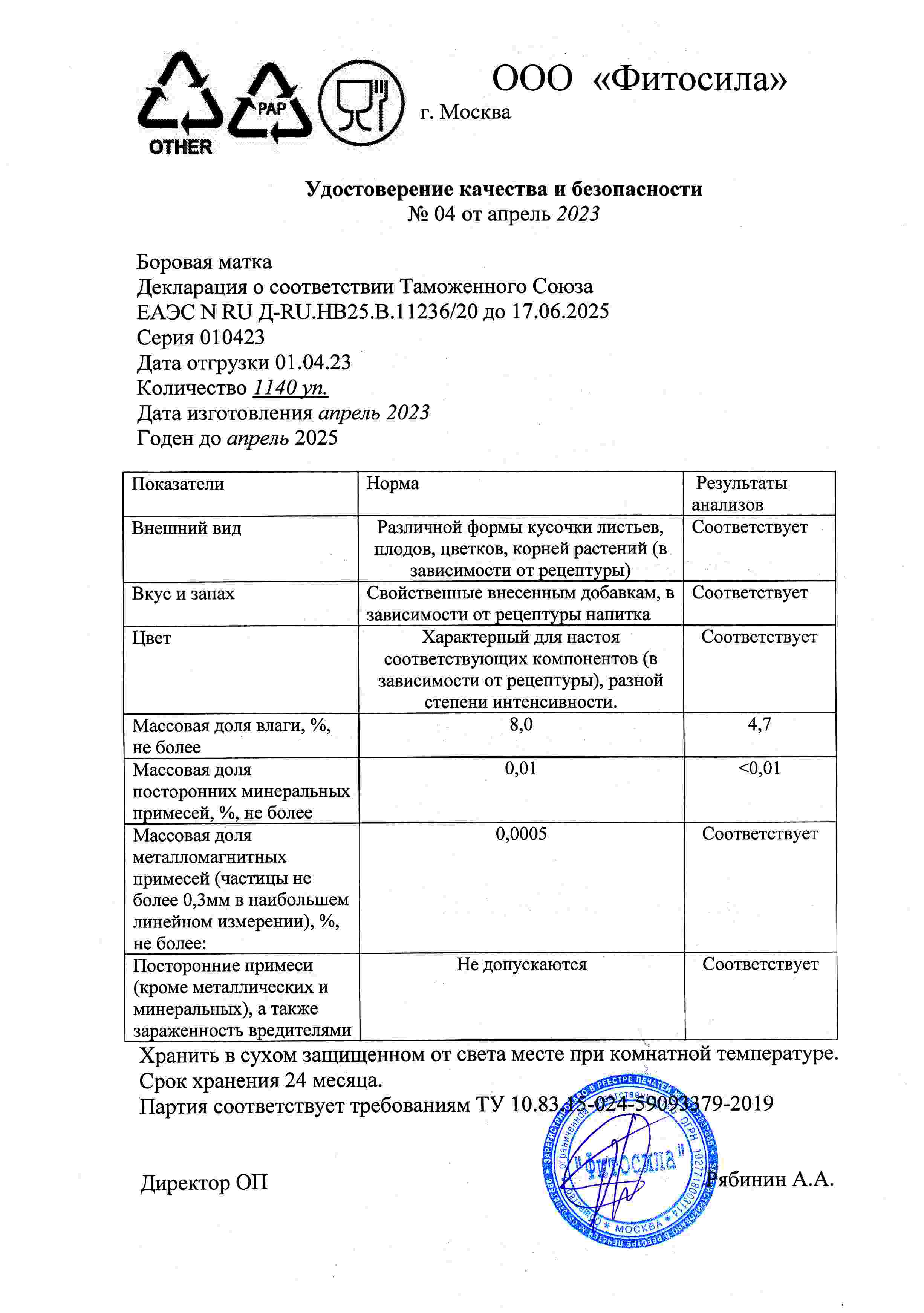 Паспорт №010423